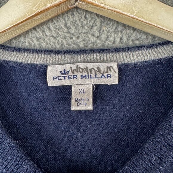 Peter Millar Sweater Mens XL Blue Wool Silk Blend Grandover Resort Golf Preppy‎ - Picture 4 of 13